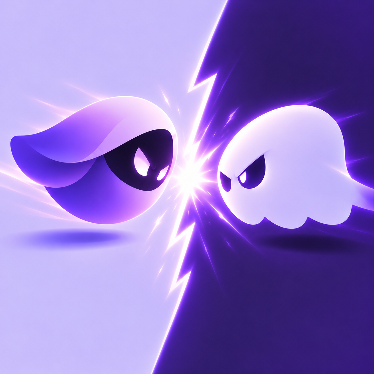 Veil and Phantom facing each other across a bright violet divide